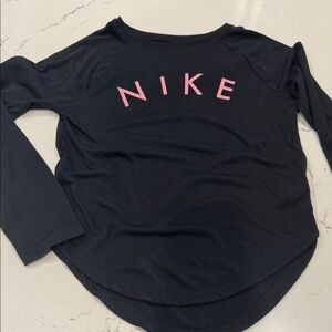 Nike Girls Black Shirt with Pink Lettering
